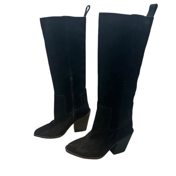 NWOT Knee high western Black Suede Steve Madden boots 6.5 - Picture 1 of 6